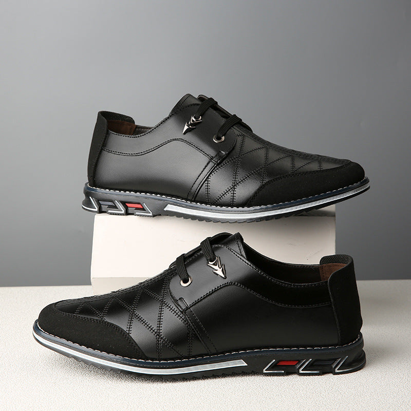 Men's shoes, men's trendy shoes, Korean version, trendy British, versatile, soft sole, non tied casual leather shoes