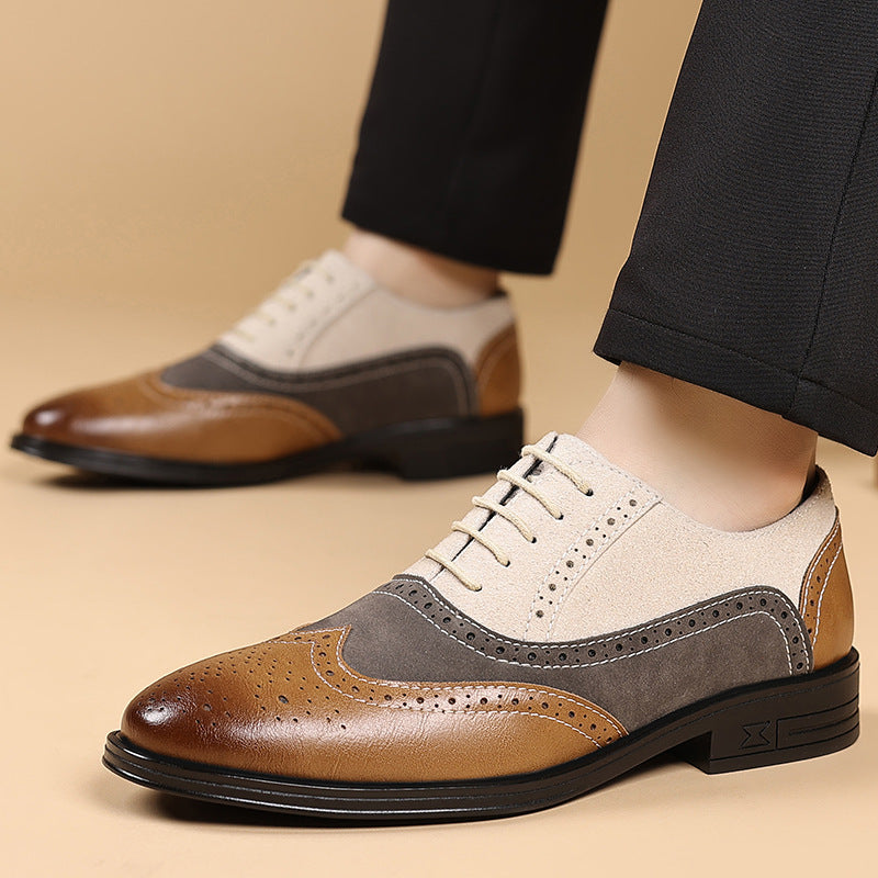 Men's Color-Block Leather Shoes