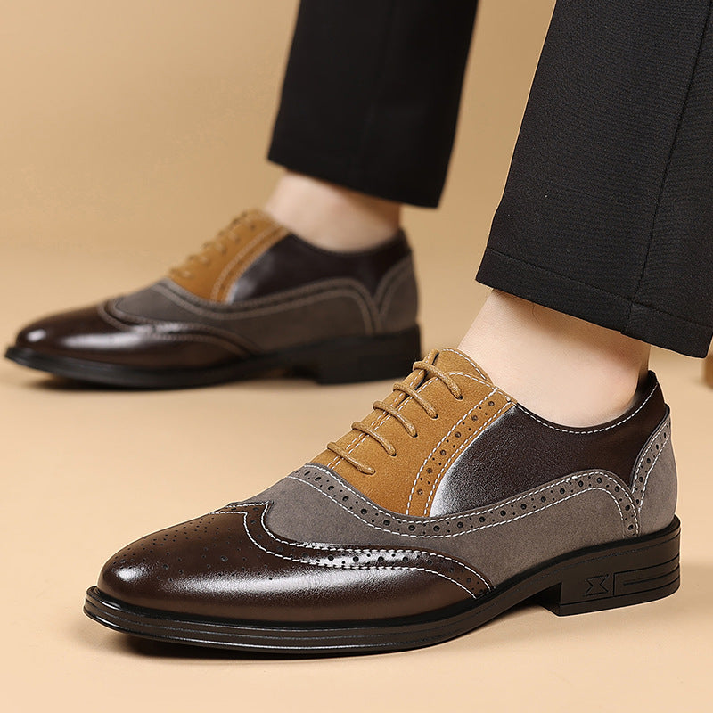 Men's Color-Block Leather Shoes