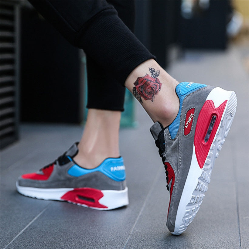 Men Running Shoes Lightweight Air Mesh Man Sneakers Skid-Proof Lace-up Round-Toe Outdoor Sport Shoes