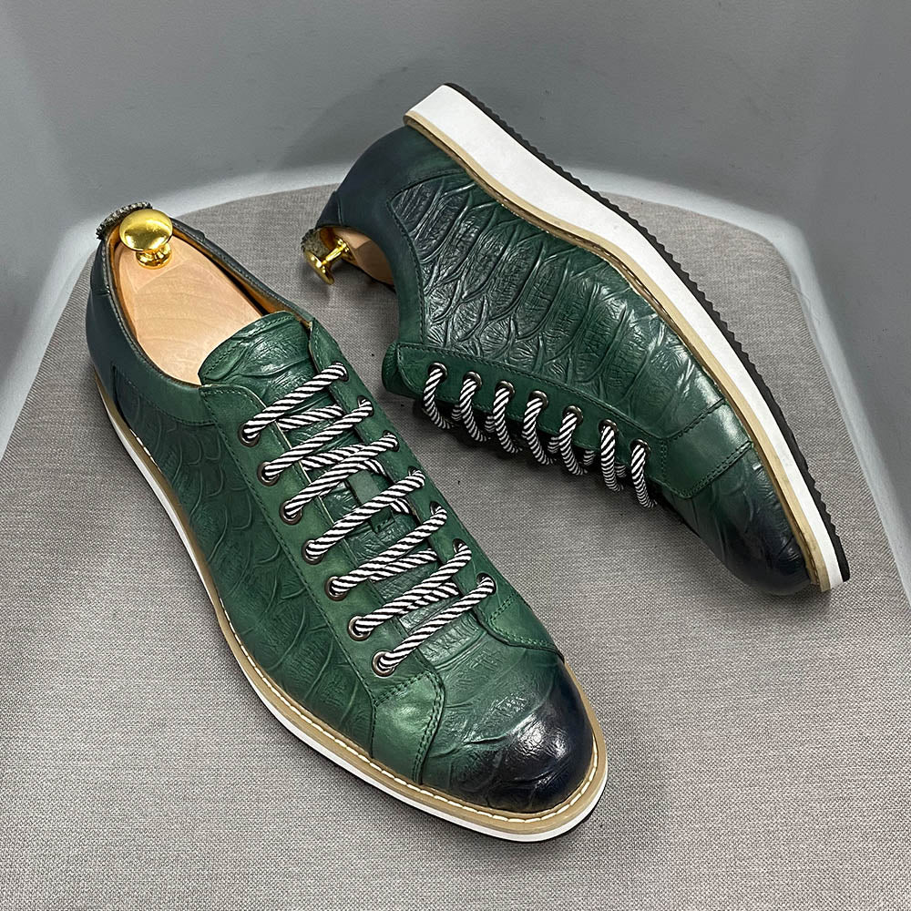 Men's Crocodile Print Leather Shoes