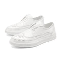 Brogue Men's Shoes British Style Breathable Retro Leather Business Thick Sole White Casual Shoes