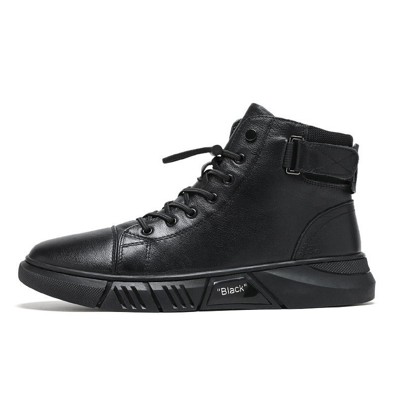Men's shoes new autumn and winter leather plush Martin boots casual men's running high rise sports shoes