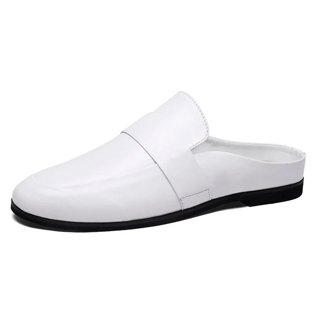 British small leather shoes men's loose fitting casual shoes one kick off