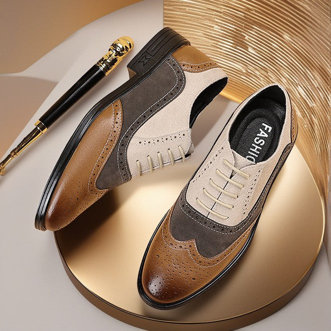 Men's Color-Block Leather Shoes