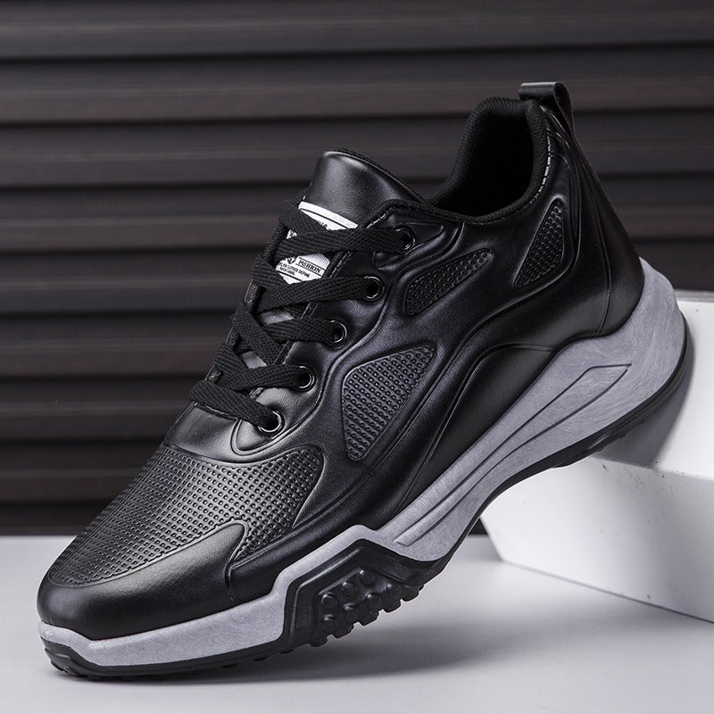 Single Cotton Casual Shoes Of The Same Style Men's Winter New Thickened Thermal Leather Shoes Fashion Korean Leather Plush Shoes