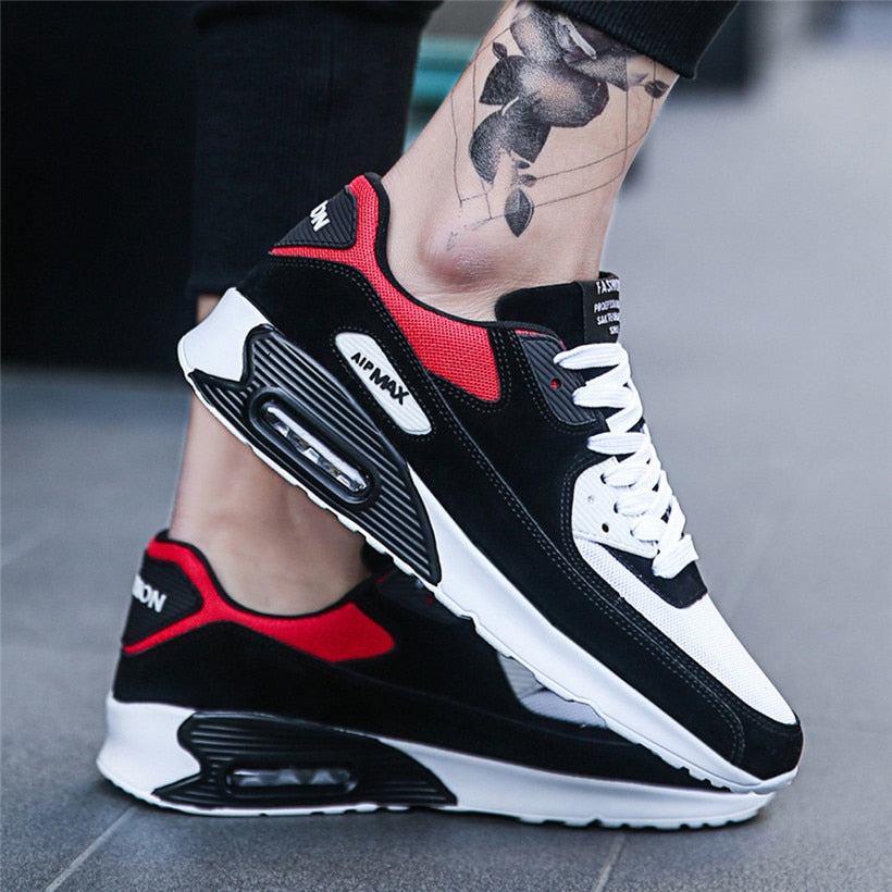 Men Running Shoes Lightweight Air Mesh Man Sneakers Skid-Proof Lace-up Round-Toe Outdoor Sport Shoes