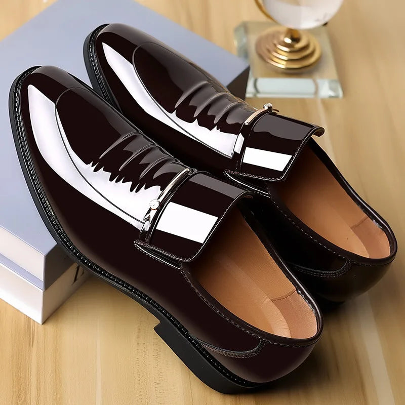 PLUS SIZE Patent Leather Shoes for Men Business Shoes Casual Point Toe Slip on Loafers for Men Luxury Party Wedding Plus Size Shoes