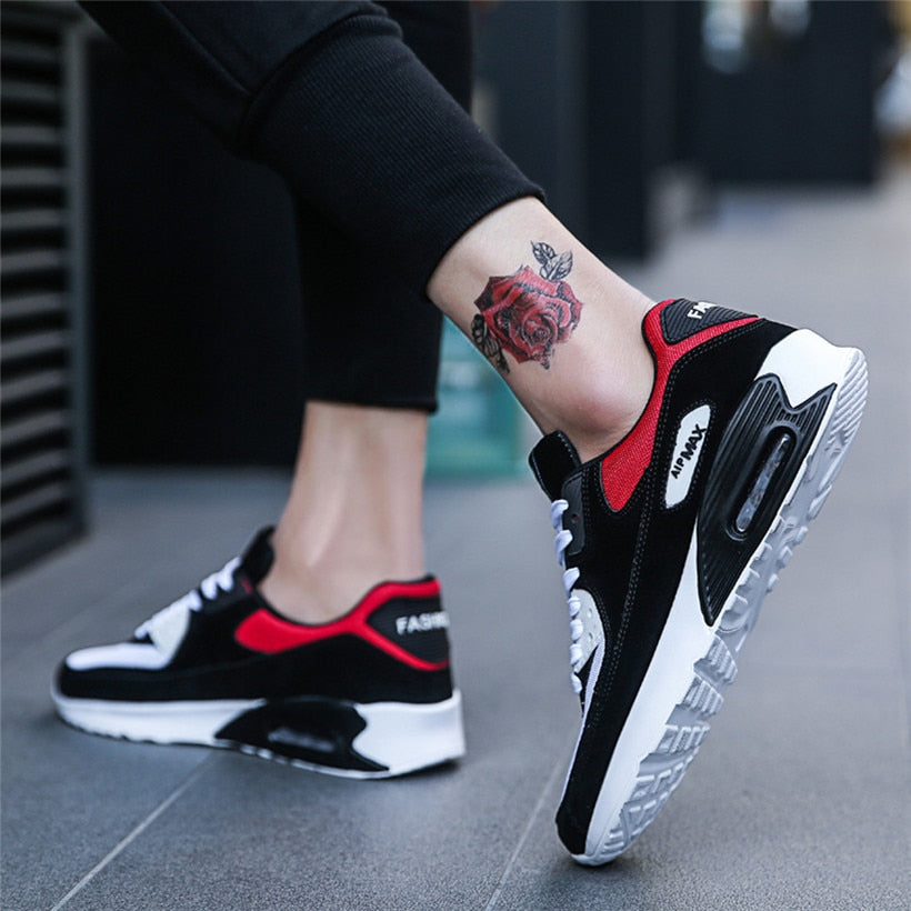 Men Running Shoes Lightweight Air Mesh Man Sneakers Skid-Proof Lace-up Round-Toe Outdoor Sport Shoes