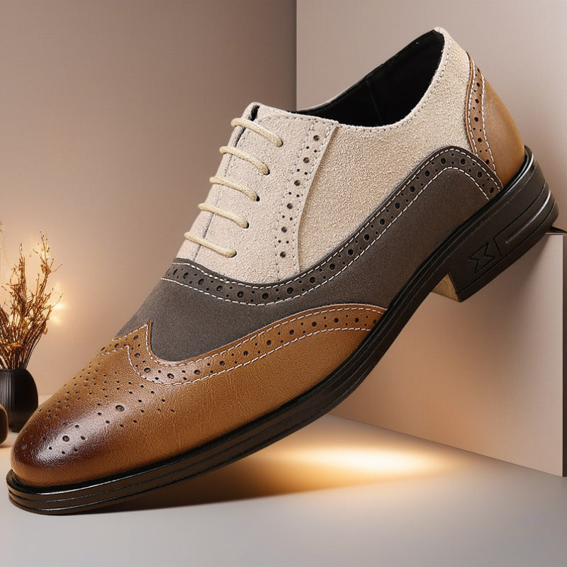 Men's Color-Block Leather Shoes
