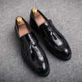 Men's British style casual leather shoes with foot covers and elevated leather shoes