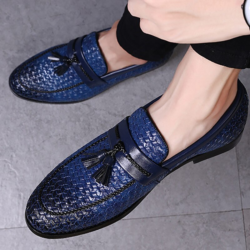 Men's Plaid Tassel Leather Loafers