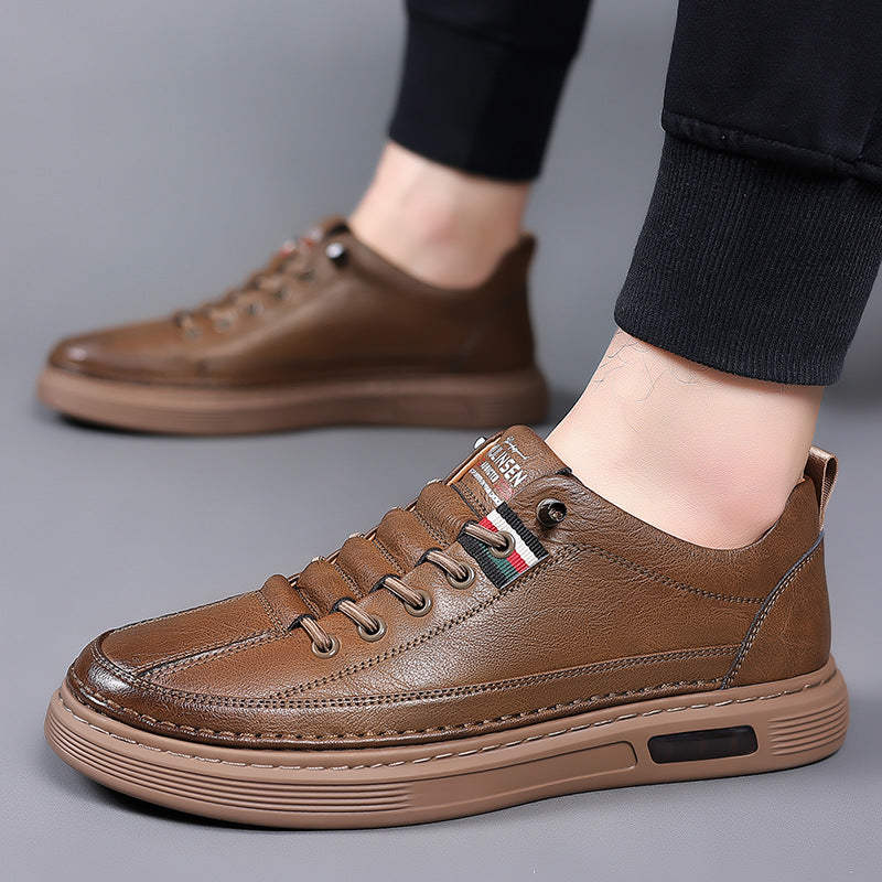 Trendy and versatile men's casual shoes, board shoes, leather soft soled breathable leather shoes