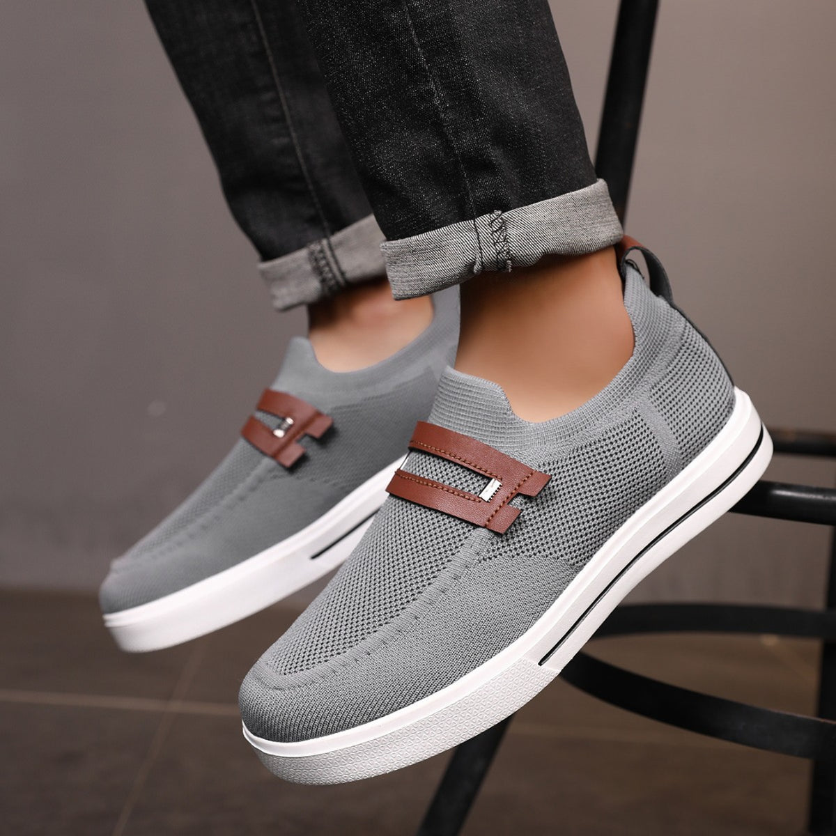 Soft elastic mesh shoes sports shoes lightweight business men's shoes