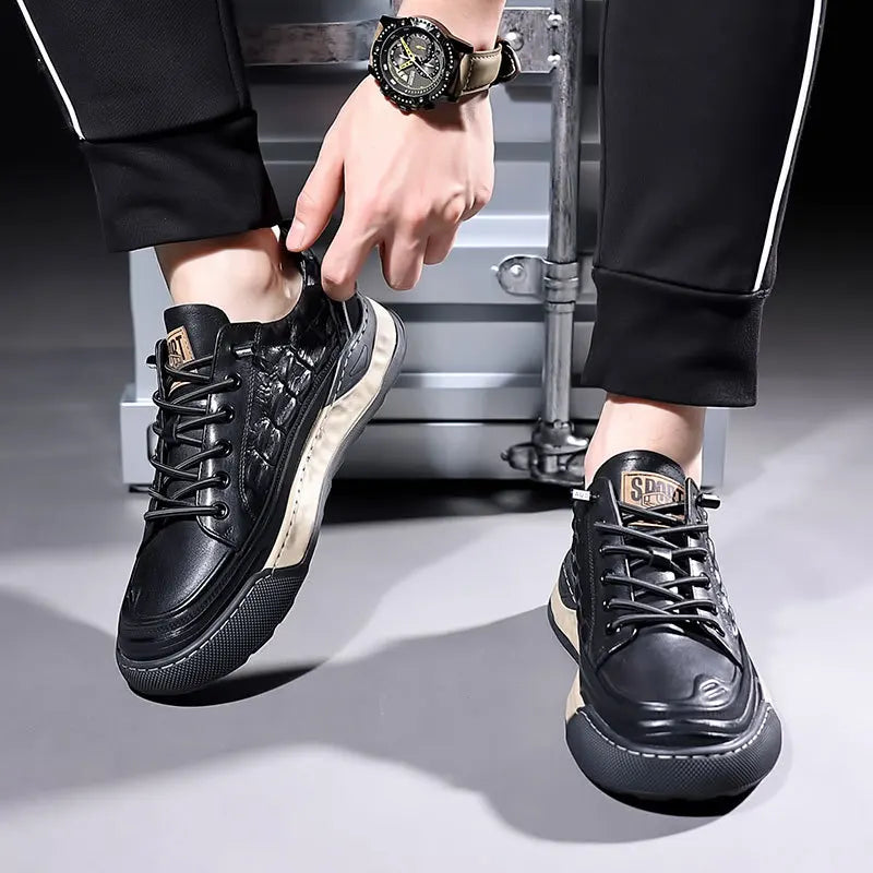 Men's Genuine Leather Sport Sneakers