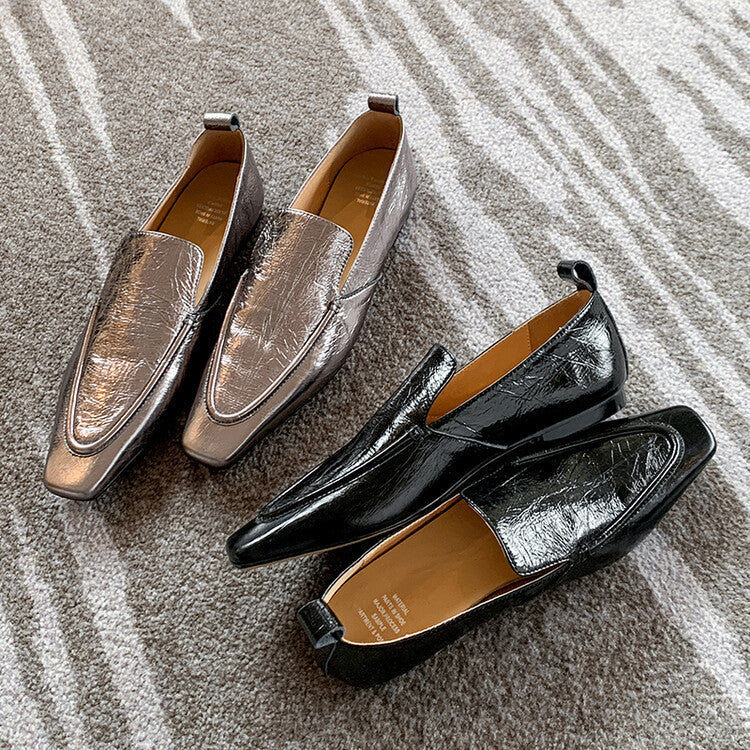 Deep mouth single shoe, British retro flat bottomed small leather shoes, loafers, casual shoes, trendy