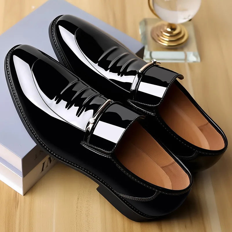 PLUS SIZE Patent Leather Shoes for Men Business Shoes Casual Point Toe Slip on Loafers for Men Luxury Party Wedding Plus Size Shoes