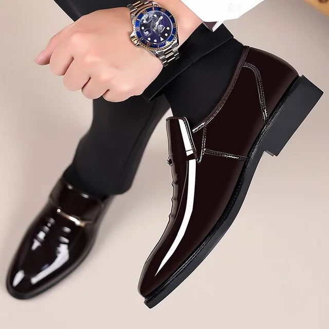 PLUS SIZE Patent Leather Shoes for Men Business Shoes Casual Point Toe Slip on Loafers for Men Luxury Party Wedding Plus Size Shoes