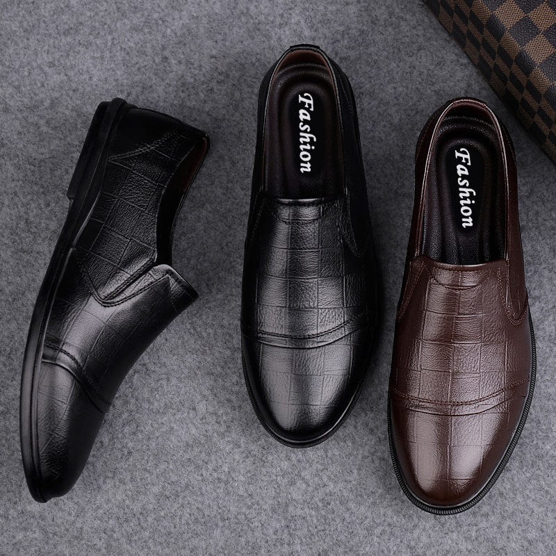Men's bean shoes, genuine leather, fashionable, trendy, casual, youth flat bottom, low top lazy shoes