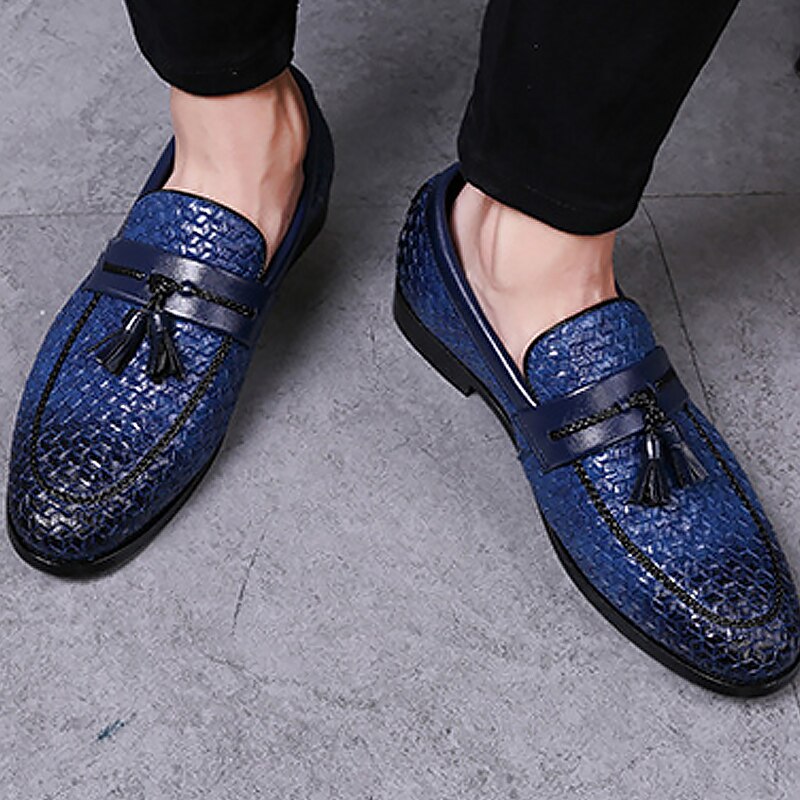 Men's Plaid Tassel Leather Loafers
