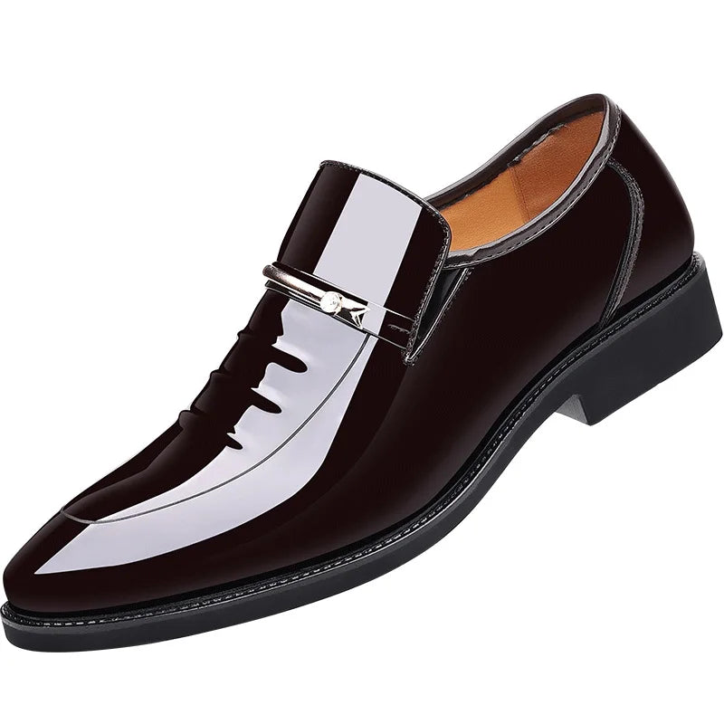 PLUS SIZE Patent Leather Shoes for Men Business Shoes Casual Point Toe Slip on Loafers for Men Luxury Party Wedding Plus Size Shoes