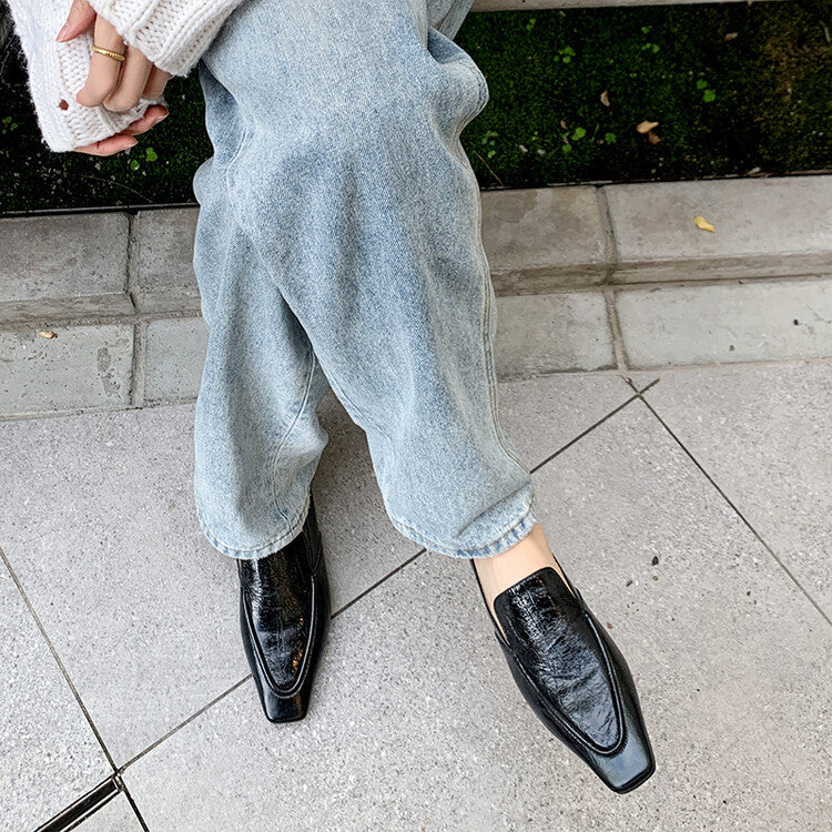 Deep mouth single shoe, British retro flat bottomed small leather shoes, loafers, casual shoes, trendy