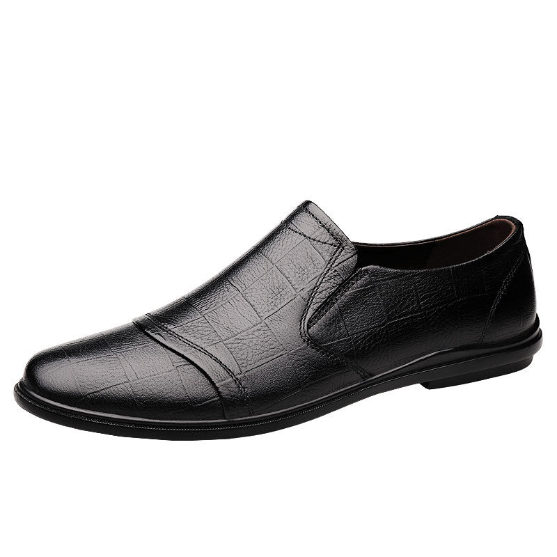Men's bean shoes, genuine leather, fashionable, trendy, casual, youth flat bottom, low top lazy shoes
